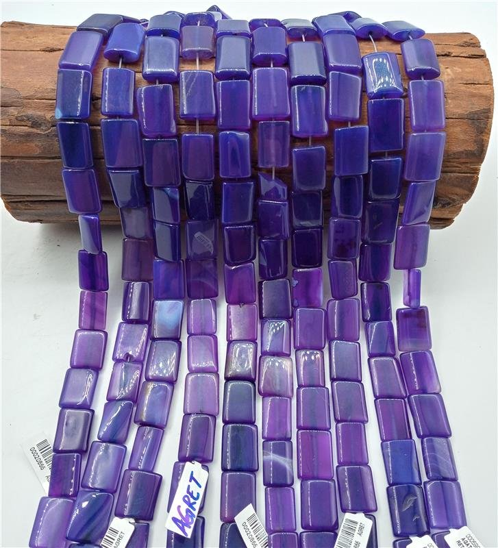 FIO DE PEDRA AGATA NATURAL ROXO ESCURO RETANGULO LISO 15X20MM