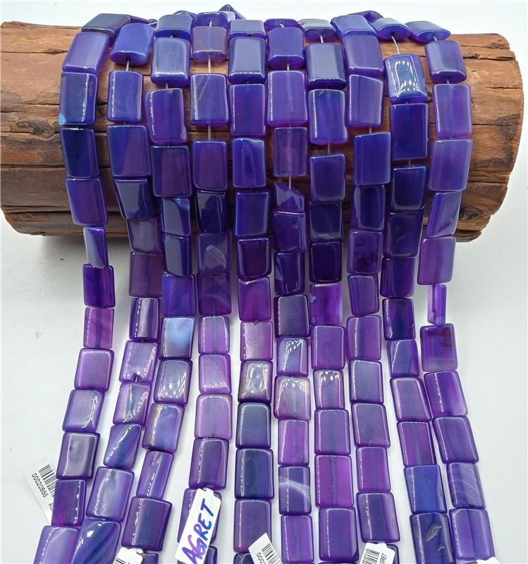 FIO DE PEDRA NATURAL AGATA LILAS TRANSLUCIDO RETANGULO LISO 15X20MM