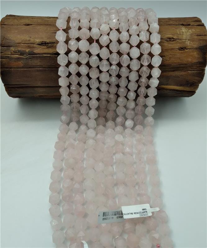 FIO DE PEDRA NATURAL QUARTZO ROSA BALÃO FACETADO 12MM