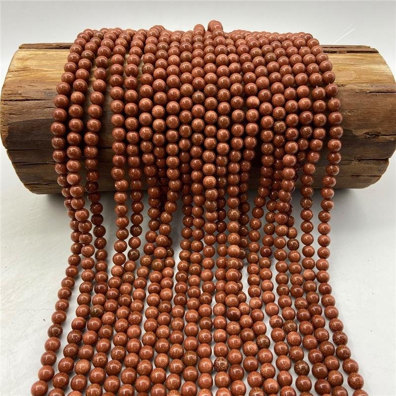 FIO DE PEDRA GOLDSTONE MARROM BOLA LISA 8MM