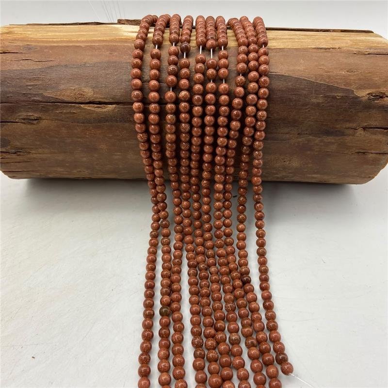 FIO DE PEDRA GOLDSTONE MARROM BOLA LISA 6MM