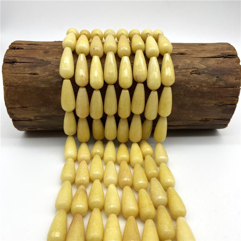 FIO DE JADE AMARELO GOTA FACETADA 13X30MM