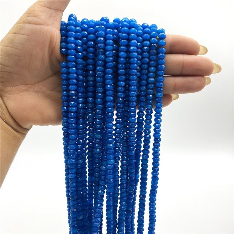FIO DE PEDRA JADE AZUL RONDEL FACETADA 4X6MM
