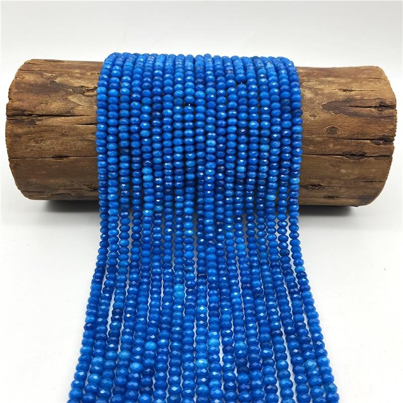 FIO DE PEDRA JADE AZUL RONDEL FACETADA 4X6MM