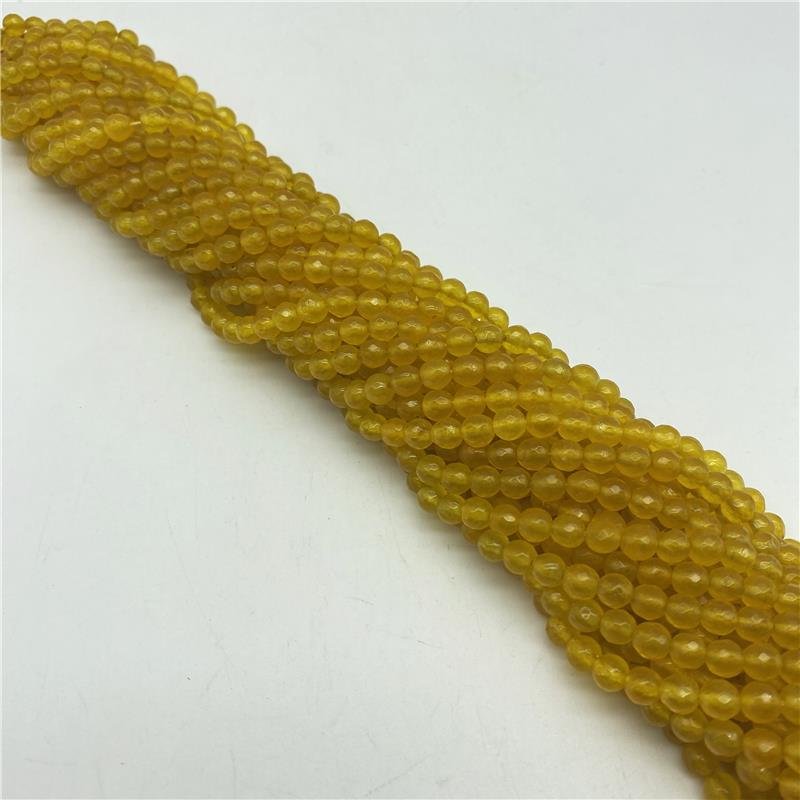 FIO DE PEDRA JADE AMARELO TRANSLUCIDO BOLA FACETADA 6MM