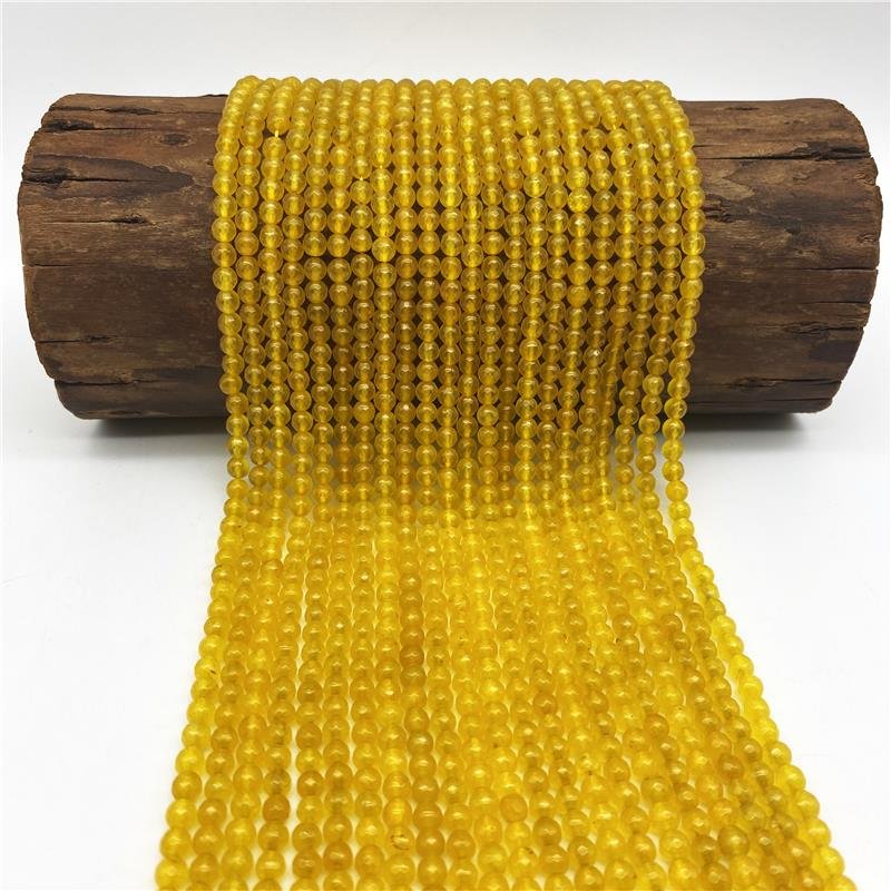 FIO DE PEDRA JADE AMARELO TRANSLUCIDO BOLA FACETADA 6MM