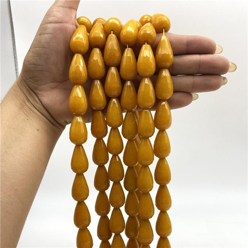 FIO DE JADE AMARELO GOTA FACETADA 15X25MM 