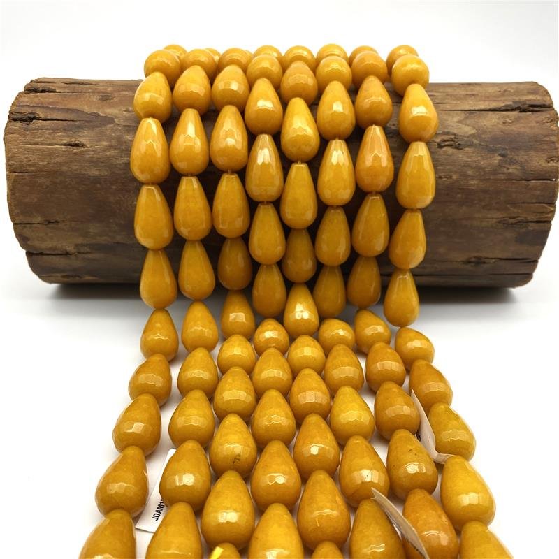 FIO DE JADE AMARELO GOTA FACETADA 15X25MM 