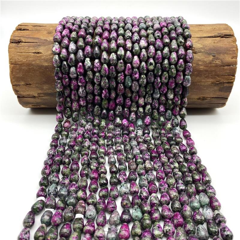 FIO DE PEDRA ZOISITA GOTA FACETADA 8X12MM