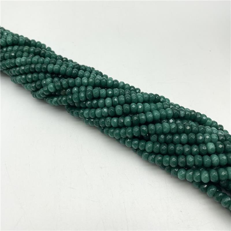 FIO DE PEDRA JADE ESMERALDA LEITOSO RONDEL FACETADA 4X6MM