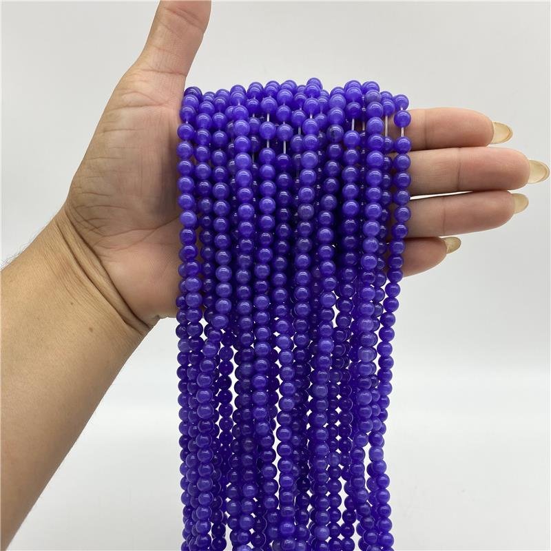 FIO DE PEDRA JADE LAVANDA BOLA LISA 6MM