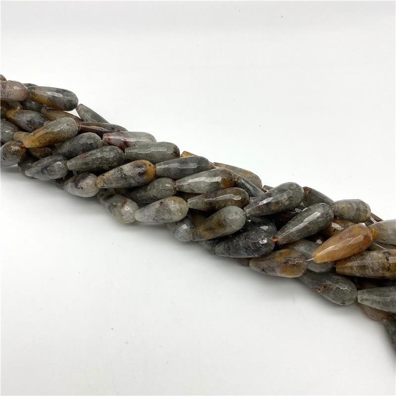 FIO DE PEDRA JASPE MESCLADO GOTA FACETADA 13X30MM
