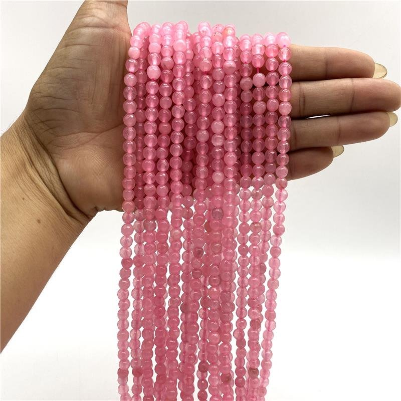 FIO DE PEDRA JADE QUARTZO ROSA BOLA FACETADA 6MM
