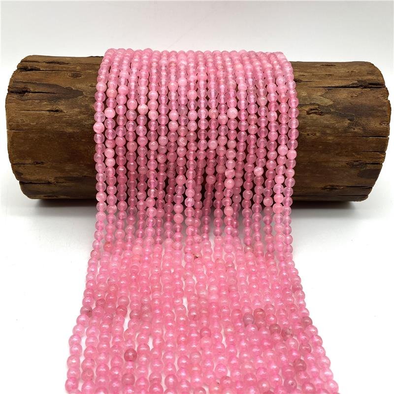 FIO DE PEDRA JADE QUARTZO ROSA BOLA FACETADA 6MM