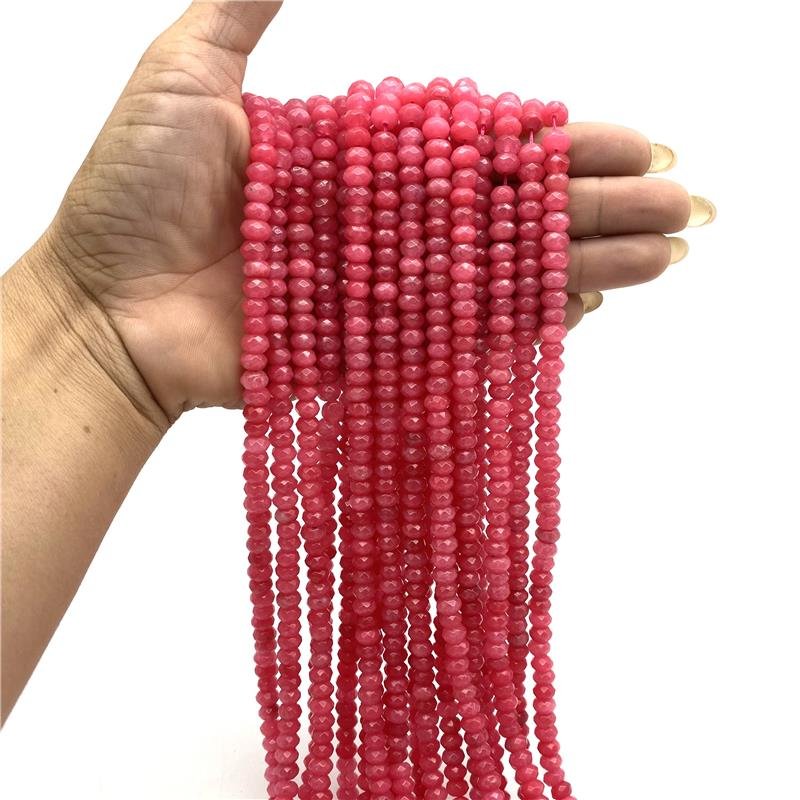 FIO DE PEDRA JADE ROSA RONDEL 5X8MM
