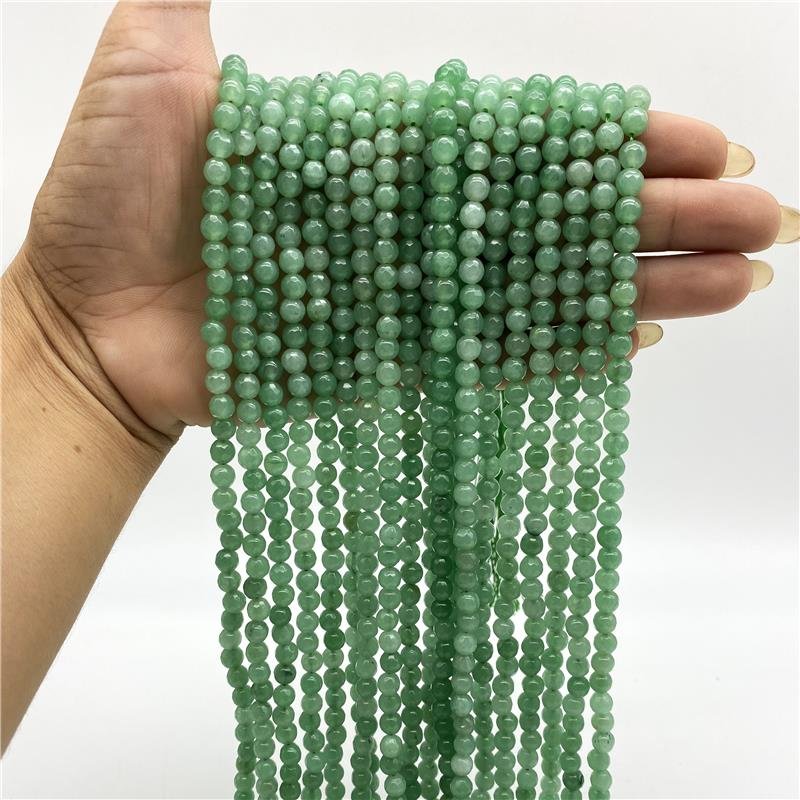 FIO DE PEDRA JADE VERDE MENTA MESCLADO BOLA FACETADA 6MM