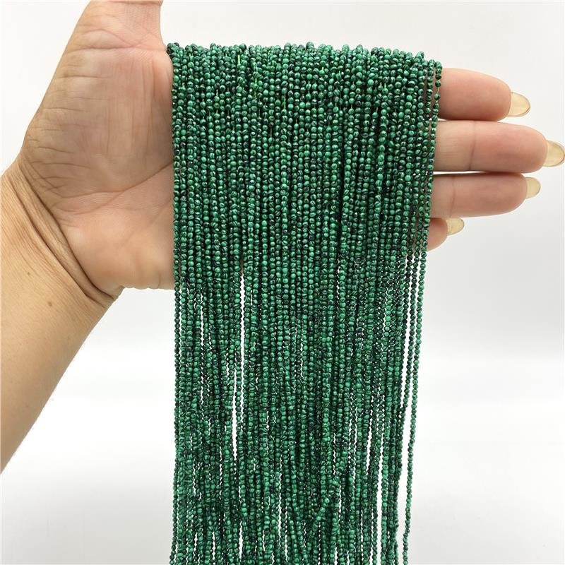 FIO DE PEDRA MALAQUITA NATURAL BOLA FACETADA 2MM
