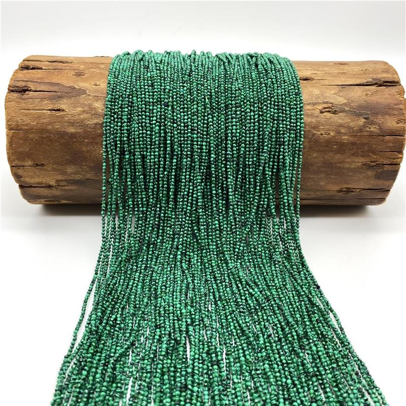 FIO DE PEDRA MALAQUITA NATURAL BOLA FACETADA 2MM