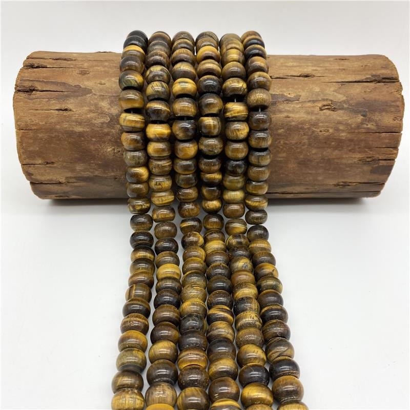 FIO DE OLHO DE TIGRE RONDEL LISO 10X14MM