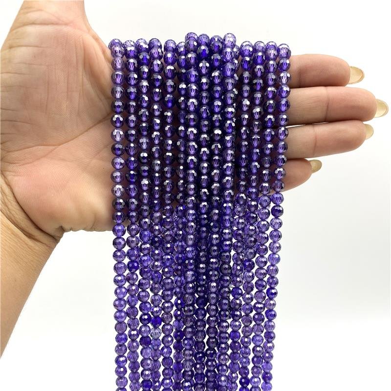 FIO DE ZIRCÔNIA ROXO BOLA FACETADA 6MM