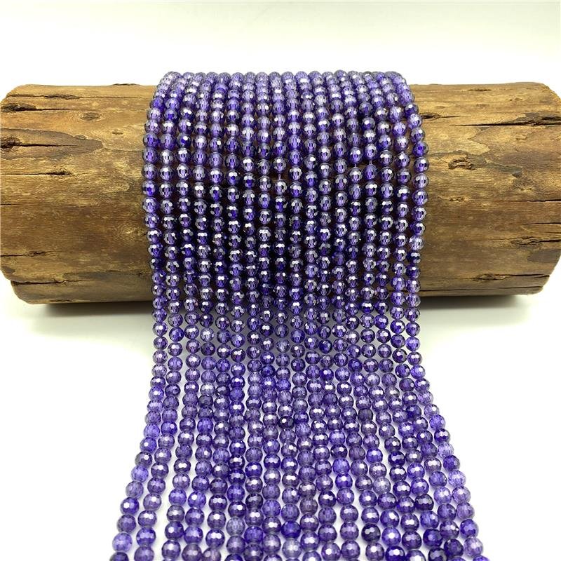 FIO DE ZIRCÔNIA ROXO BOLA FACETADA 6MM